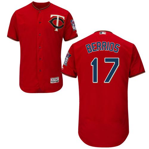 Twins #17 Jose Berrios Red Flexbase Authentic Collection Stitched MLB Jersey - Click Image to Close